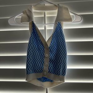 Blue & white halter neck tank